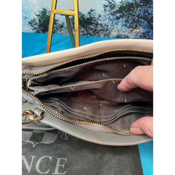 Vince Camuto New York Color Block Leather Crossbody Great Beige Green NWOT - Picture 13 of 15